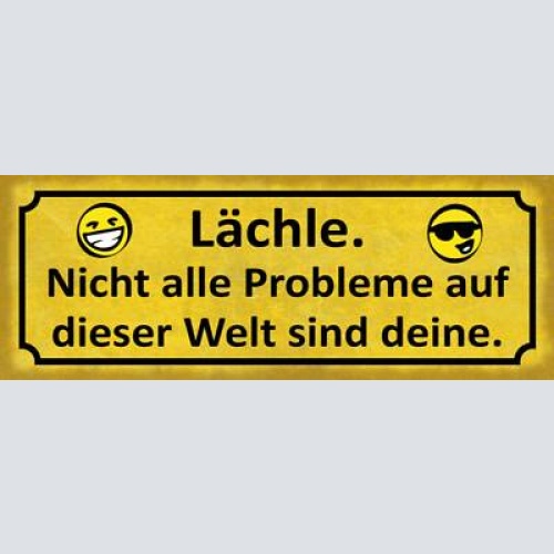 Schild lächle nicht alle probleme auf der welt sind deine 27x10 blech od.holz