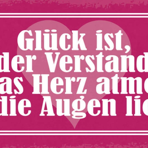 Schild Glück Ist Wenn Der Verstand Tanzt Das Herz Atmet & Die Augen Lieben 27x10