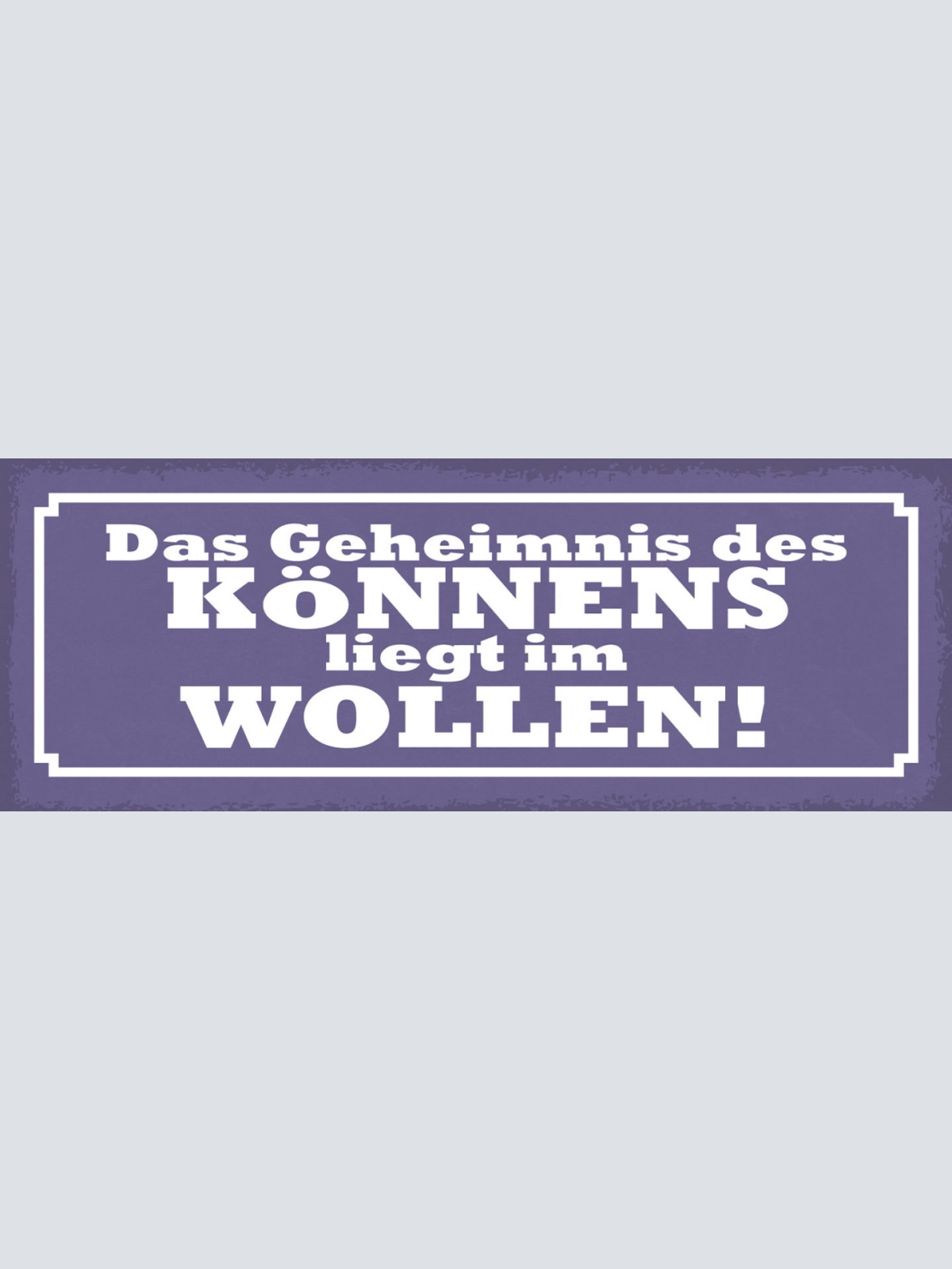 Schild Das Geheimniss Des Könnens Liegt Im Wollen Willen 27x10 Blech od.Holz