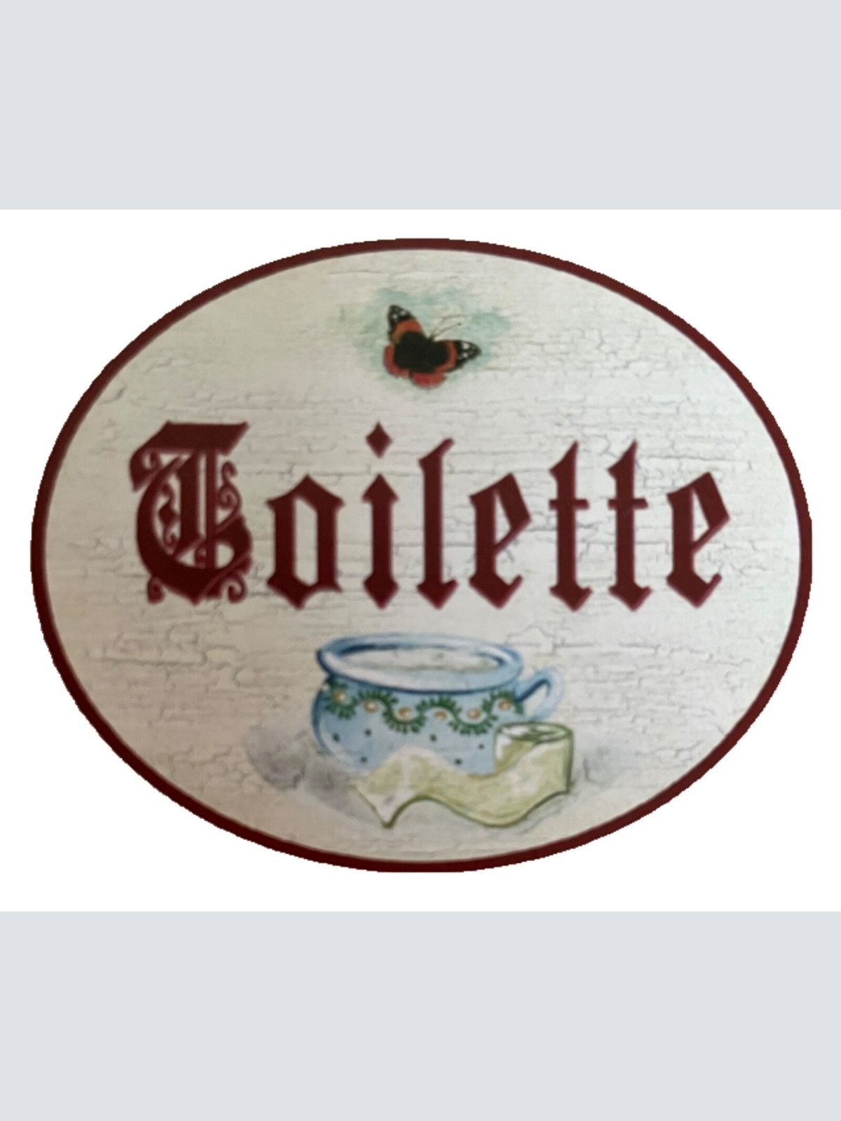 Nostalgie Holzschild Toilette Nachttopf Klopapier Schmetterling WC Klo Schild