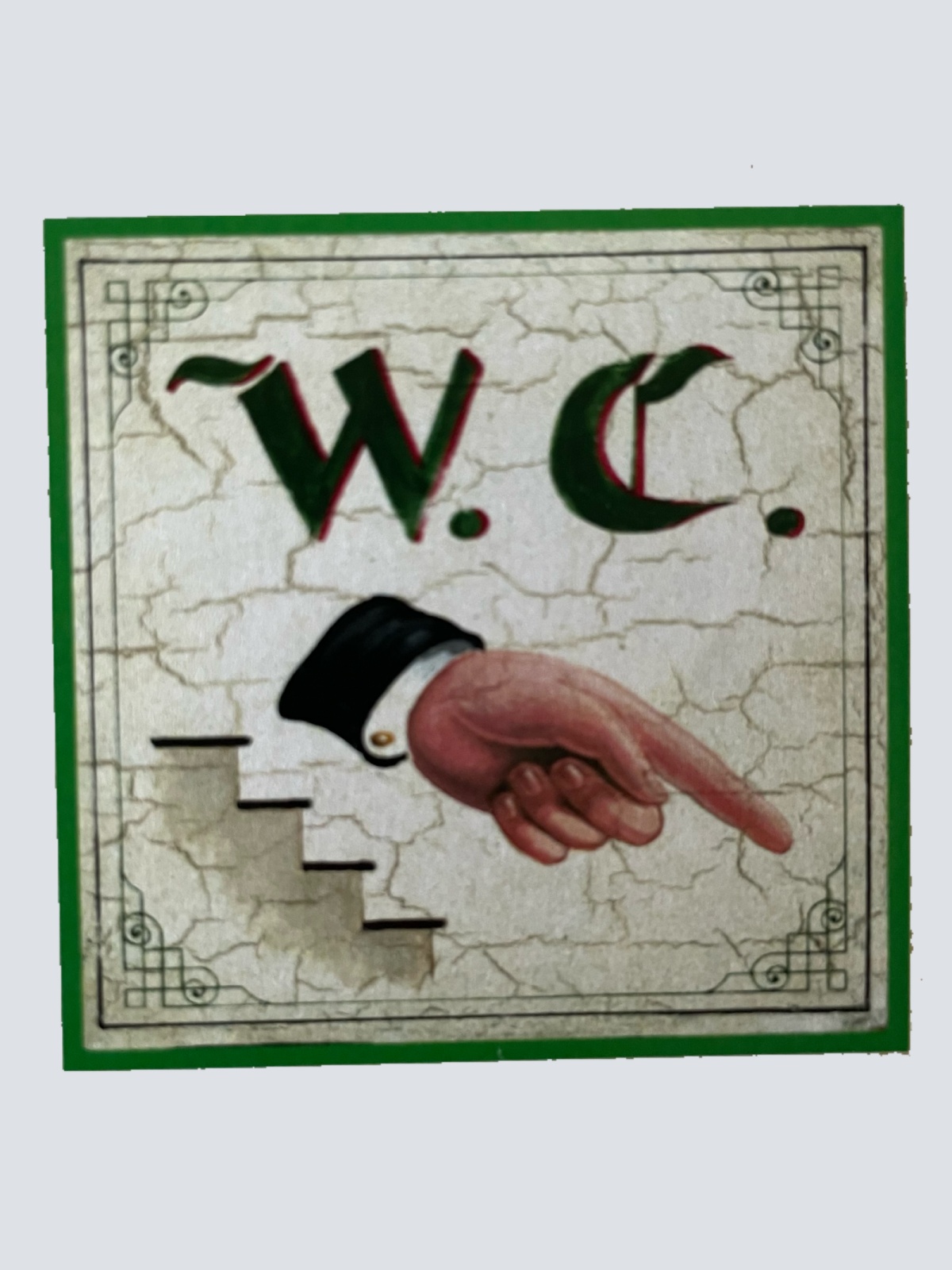 Nostalgie Holzschild WC Rechts Teppe Nach Unten Stiege Stock Toilette Klo Schild