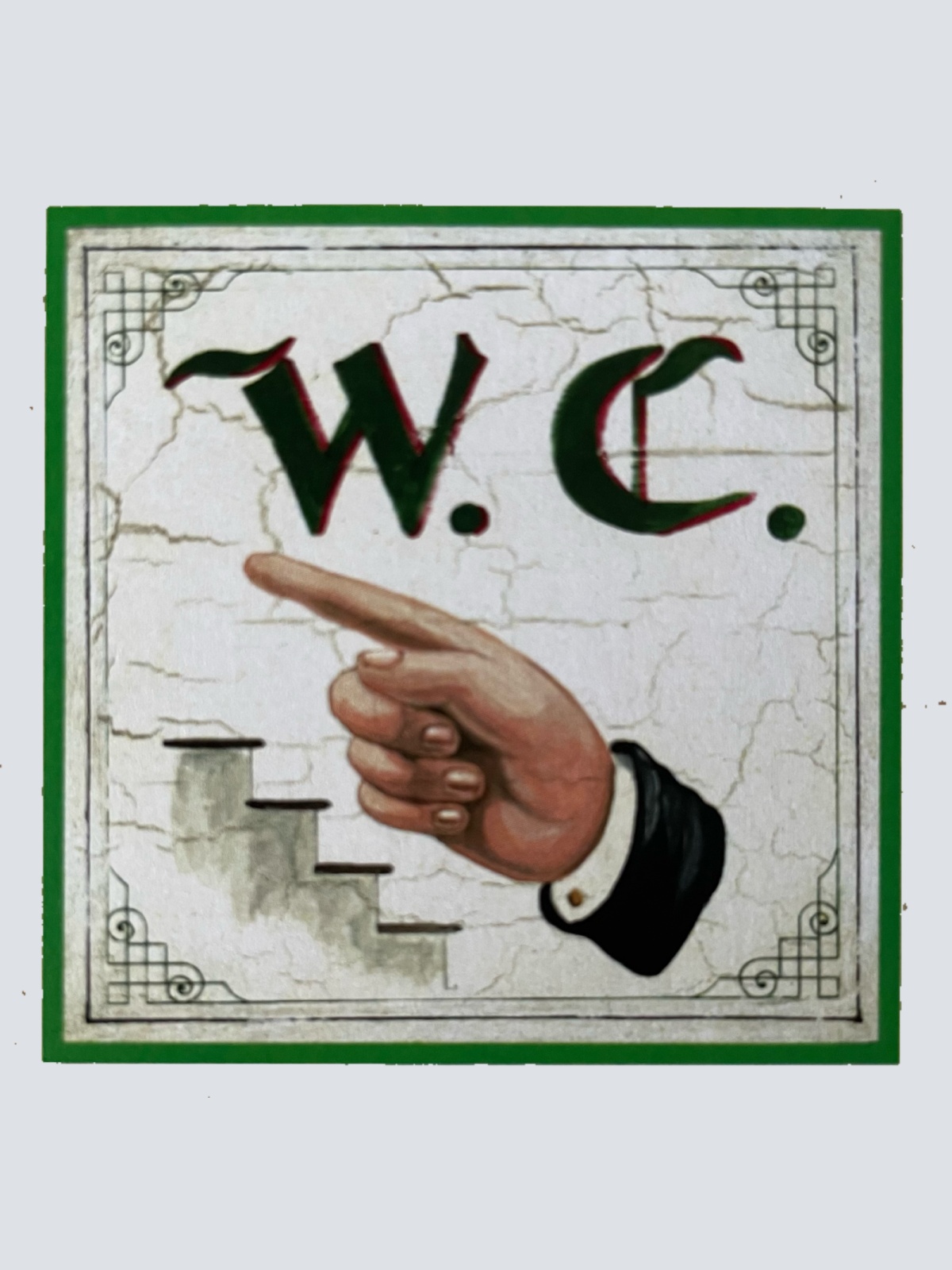 Nostalgie Holzschild WC Links Teppe Nach Oben Stiege Stock Toilette Klo Schild