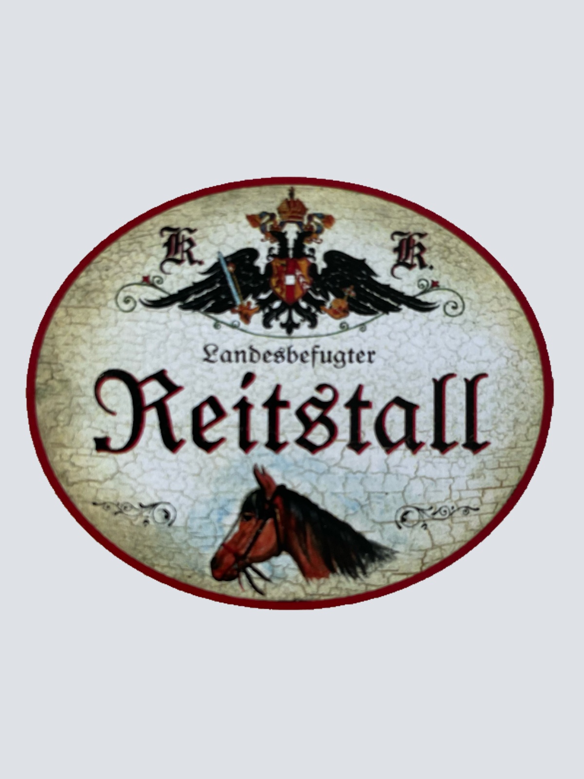 KuK Nostalgie Holzschild Landesbefugter Reitstall Reiten Pferd Schild