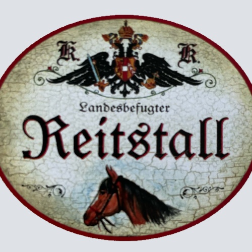 KuK Nostalgie Holzschild Landesbefugter Reitstall Reiten Pferd Schild