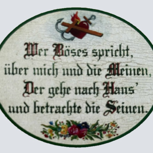 Nostalgie Holzschild Wer Böses Spricht Über Mich & Die Meinen Haus Seinen Schild