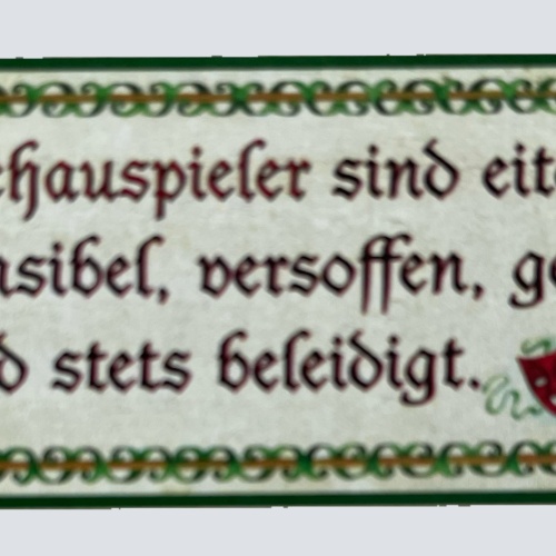 Nostalgie Holzschild Schauspieler Sind Eitel Sensibel Versoffen Beleidigt Schild