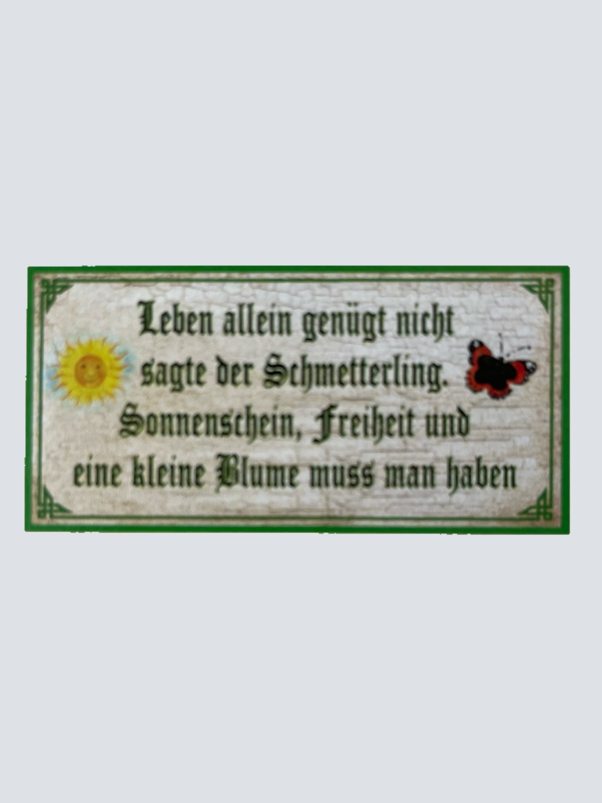 Nostalgie Holzschild Leben Allein Genügt Nicht Schmetterling Sonnenschein Schild