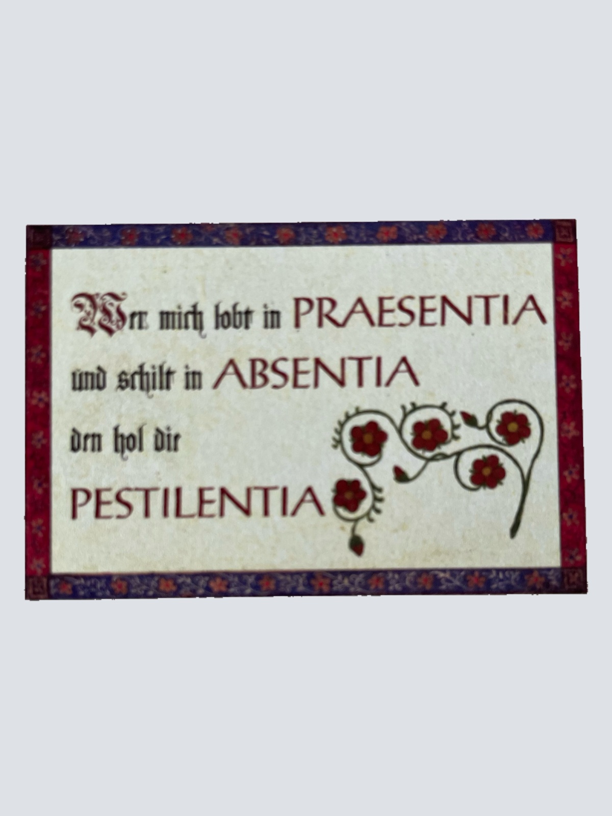 Nostalgie Holzschild Wer Mich Lobt In Praesentia & Schilt In Absentia Schild