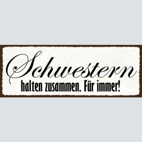 Schild schwestern halten zusammen für immer geschwister 27x10 blech od.holz