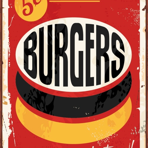 Nostalgie Schild Best Burgers in Town 12x18 / 20x30 / 30x40 Blech od. Holz