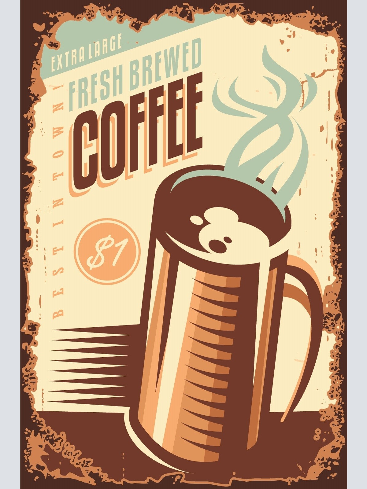 Nostalgie Schild Fresh Brewed Coffee Kaffee 12x18 / 20x30 / 30x40 Blech od. Holz