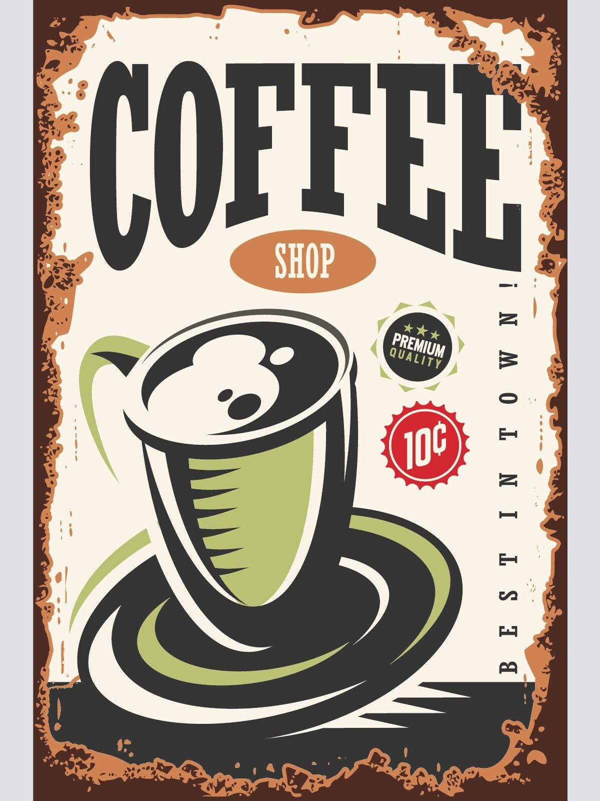 Nostalgie Schild Coffee Shop Café Kaffee 12x18 / 20x30 / 30x40 Blech od. Holz