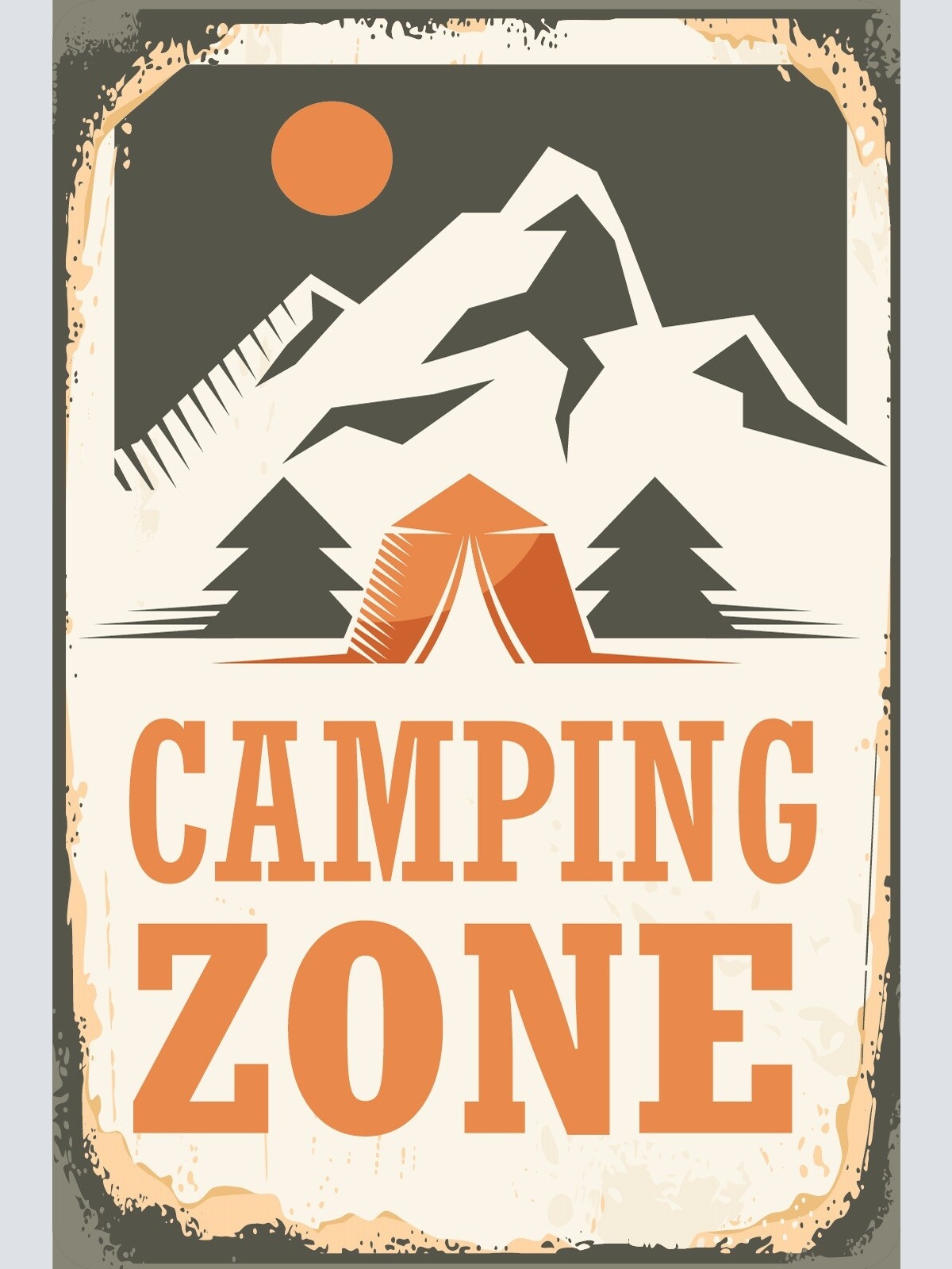 Nostalgie Schild Camping Zone Campen Zelt 12x18 / 20x30 / 30x40 Blech od. Holz