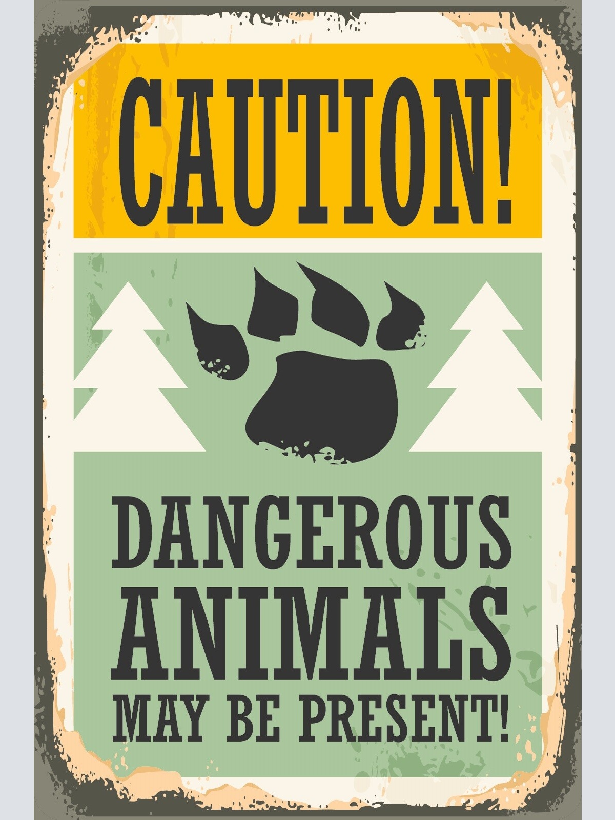 Nostalgie Schild Dangerous Animals Wildtiere 12x18 / 20x30 / 30x40 Blech od.Holz