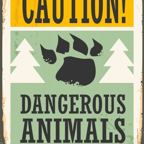 Nostalgie Schild Dangerous Animals Wildtiere 12x18 / 20x30 / 30x40 Blech od.Holz