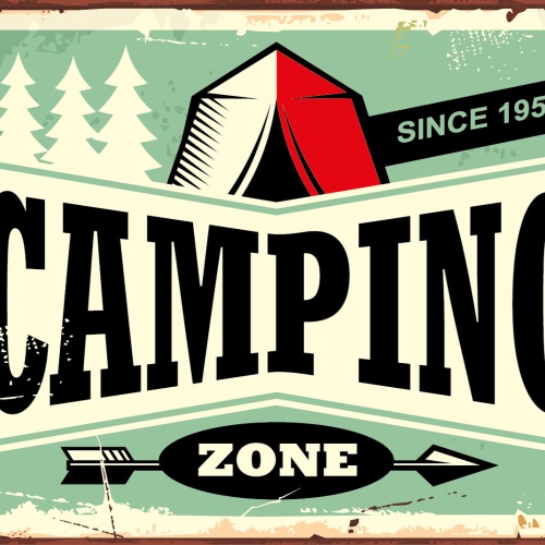 Nostalgie Schild Camping Zone Campen Zelt 12x18 / 20x30 / 30x40 Blech od. Holz