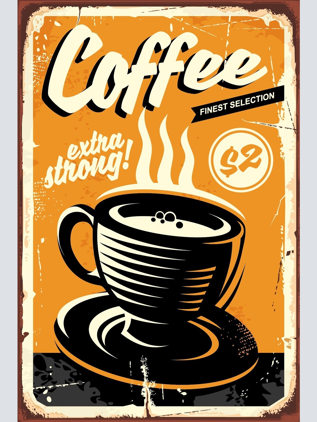 Nostalgie Schild Coffee Extra Strong Kaffee 12x18 / 20x30 / 30x40 Blech od. Holz