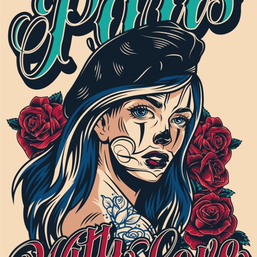 Nostalgie Schild From Paris With Love Frau 12x18 / 20x30 / 30x40 Blech od. Holz