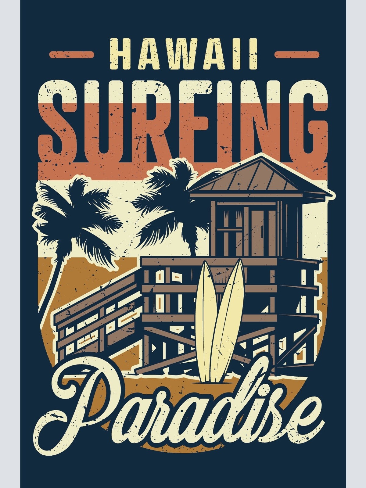 Nostalgie Schild Hawaii Surfing Paradise 12x18 / 20x30 / 30x40 Blech od. Holz