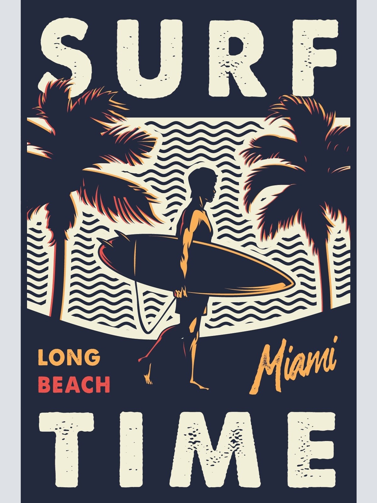 Nostalgie Schild Surf Time Miami Surfen 12x18 / 20x30 / 30x40 Blech od. Holz
