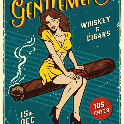 Nostalgie Schild Party for Gentlemen Zigarre 12x18 / 20x30 / 30x40 Blech od.Holz