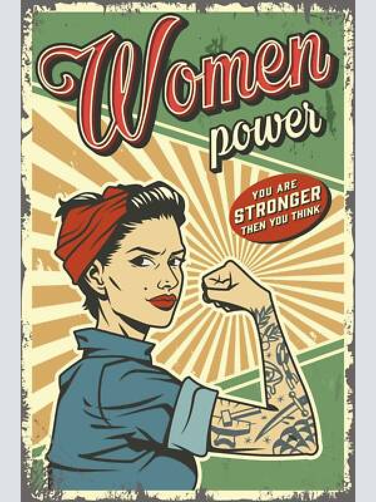 Nostalgie schild women power frau muskeln 12x18 / 20x30 / 30x40 blech od. holz