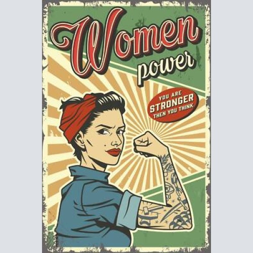 Nostalgie schild women power frau muskeln 12x18 / 20x30 / 30x40 blech od. holz
