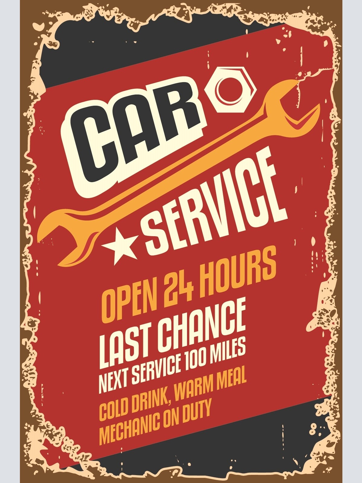 Nostalgie Schild Car Service Open 24h Auto 12x18 / 20x30 / 30x40 Blech od. Holz