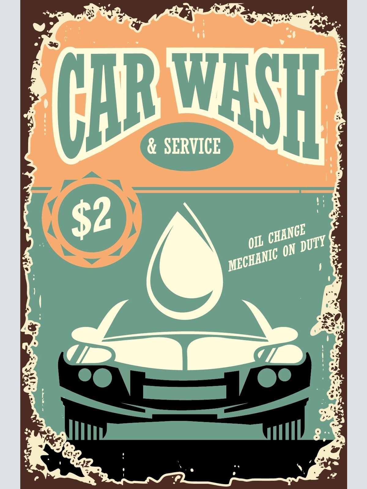 Nostalgie Schild Car Wash & Service Auto 12x18 / 20x30 / 30x40 Blech od. Holz