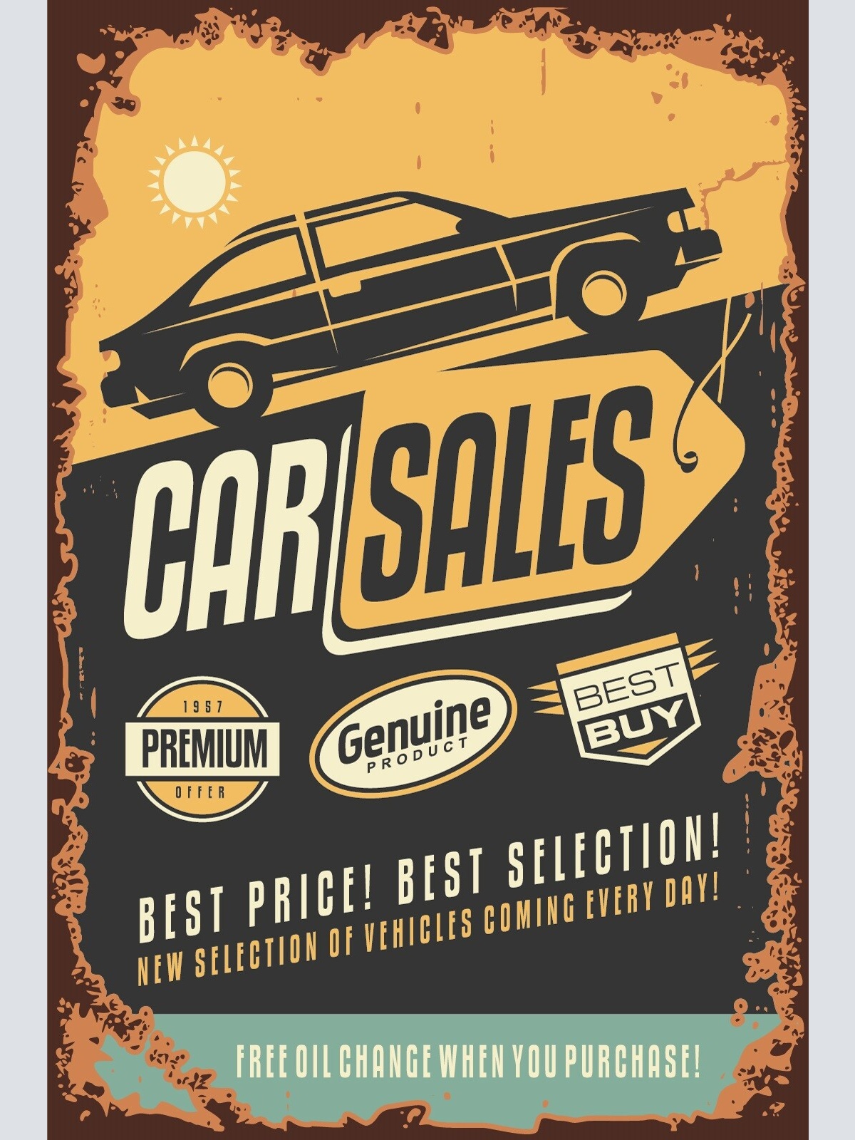 Nostalgie Schild Car Sales Auto Verkauf 12x18 / 20x30 / 30x40 Blech od.Holz