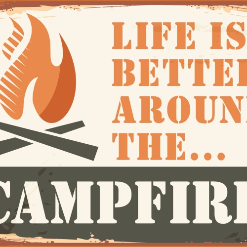 Nostalgie Schild Life Better Campfire Feuer 12x18 / 20x30 / 30x40 Blech od. Holz
