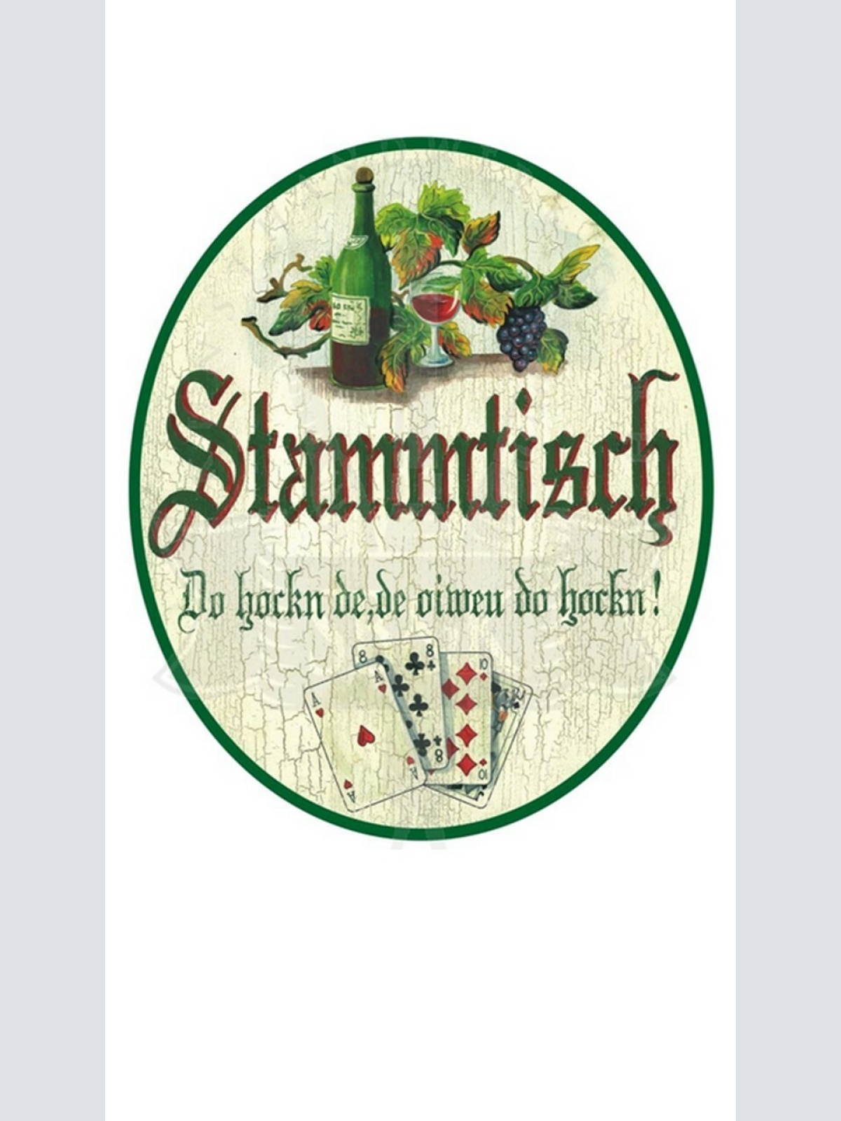 KuK Nostalgie Holzschild "Stammtisch- Wein und Karten"