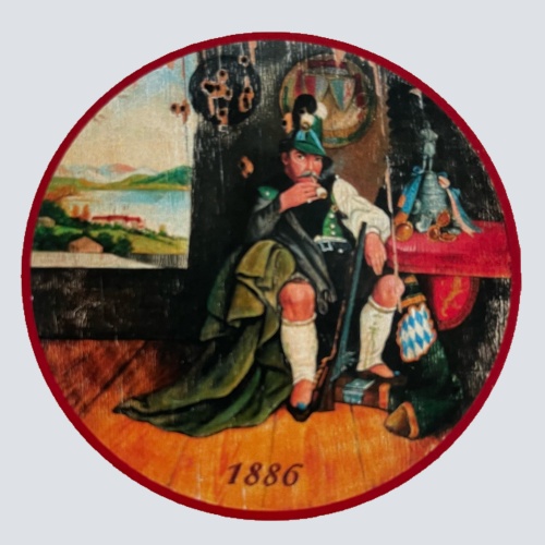Nostalgie Holzschild Schützenscheibe Schwabach 1886 Jäger Trachten Schild