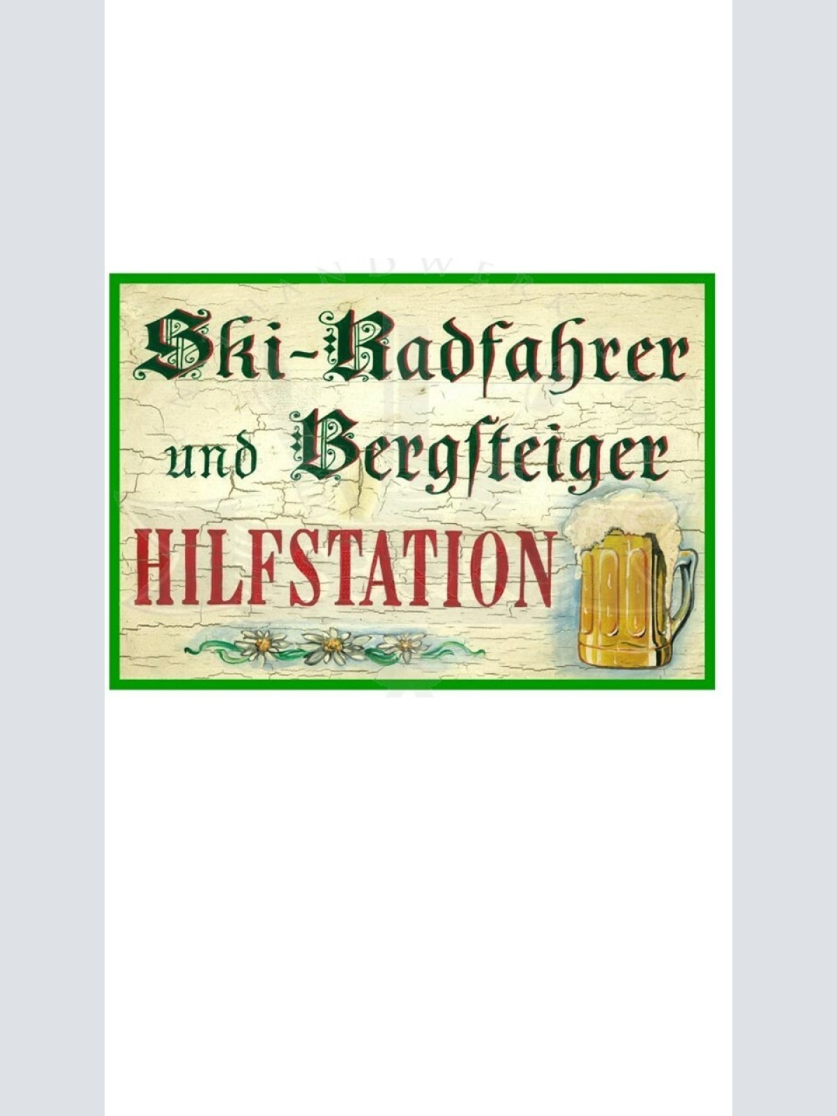KuK Nostalgie Holzschild "Ski-Radfahrer und Bergsteiger Hilfstation"