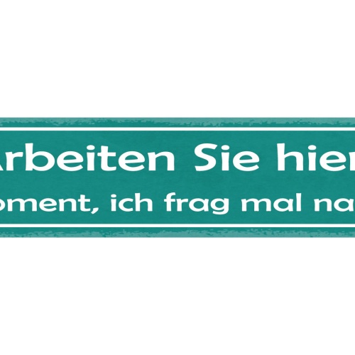 Schild Arbeiten Sie Hier? Moment Ich Frag Mal Nach Job 46 x 10 Blech od. Holz