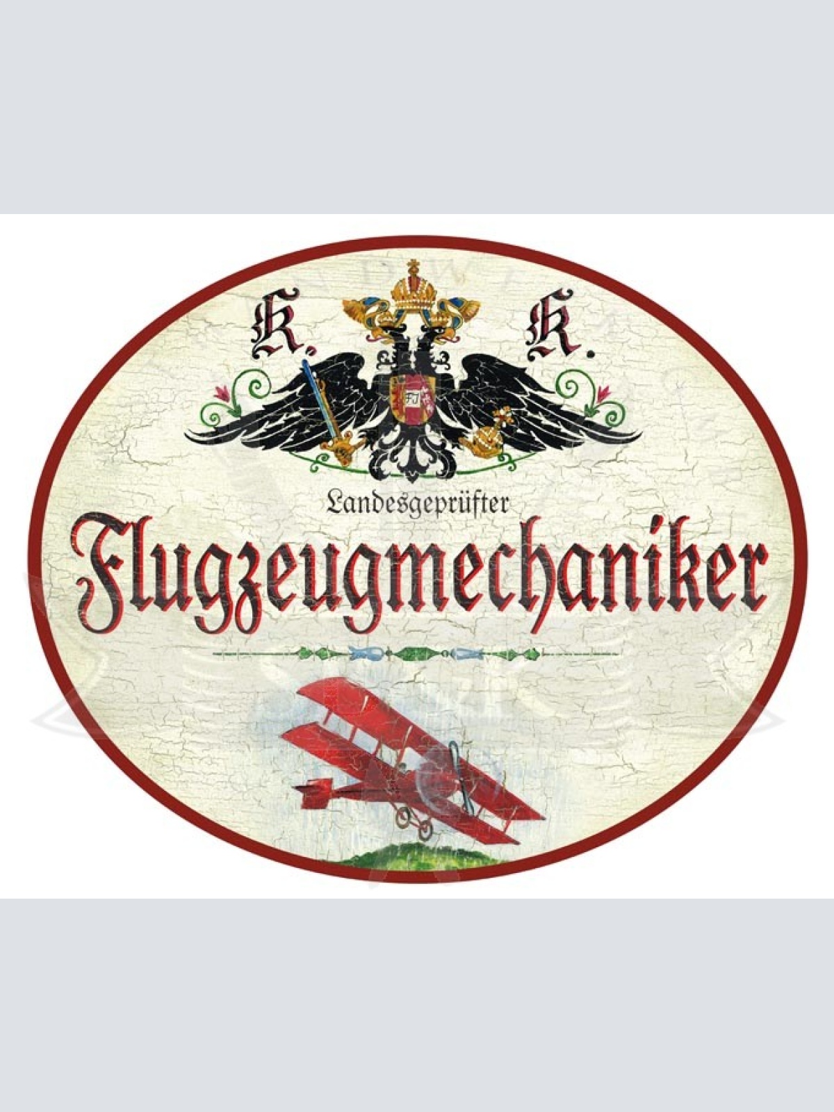 KuK Nostalgie Holzschild Landesgeprüfter Flugzeugmechaniker