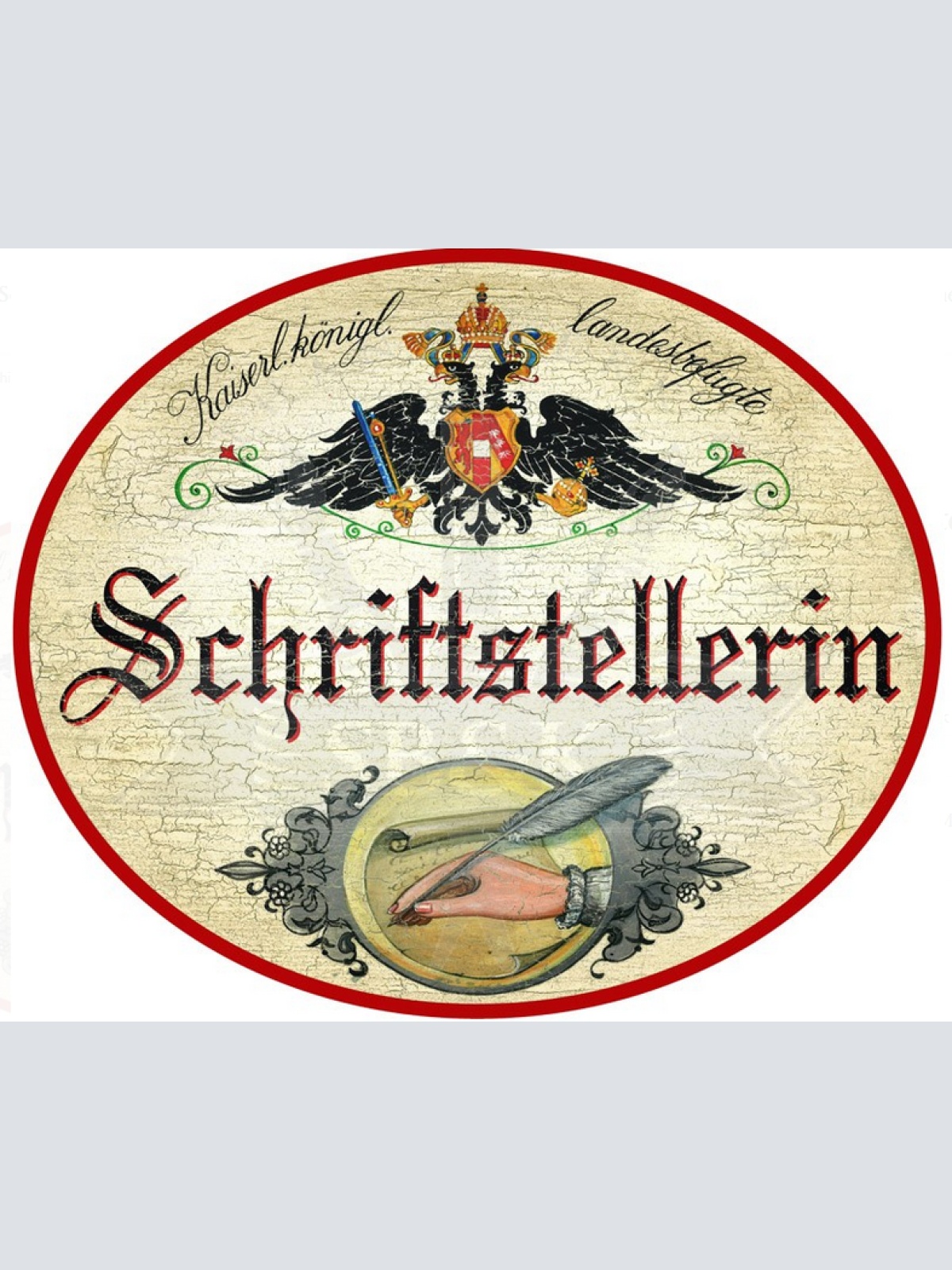 KuK Nostalgie Holzschild Schrifstellerin