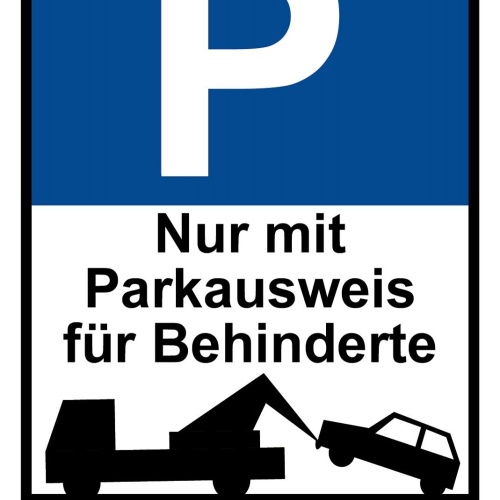 Schild Parkplatz Parkausweis Behinderte 12x18 / 20x30 / 30x40 Blech od. Holz