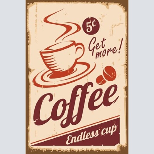 Nostalgie schild coffee endless cup kaffee 12x18 / 20x30 / 30x40 blech od. holz