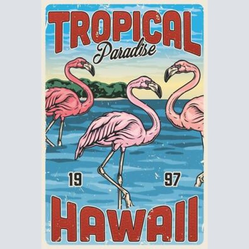 Nostalgie schild tropical paradise hawaii 97 12x18 / 20x30 / 30x40 blech od.holz