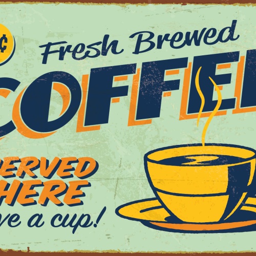 Nostalgie Schild Fresh Brewed Coffee Kaffee 12x18 / 20x30 / 30x40 Blech od. Holz