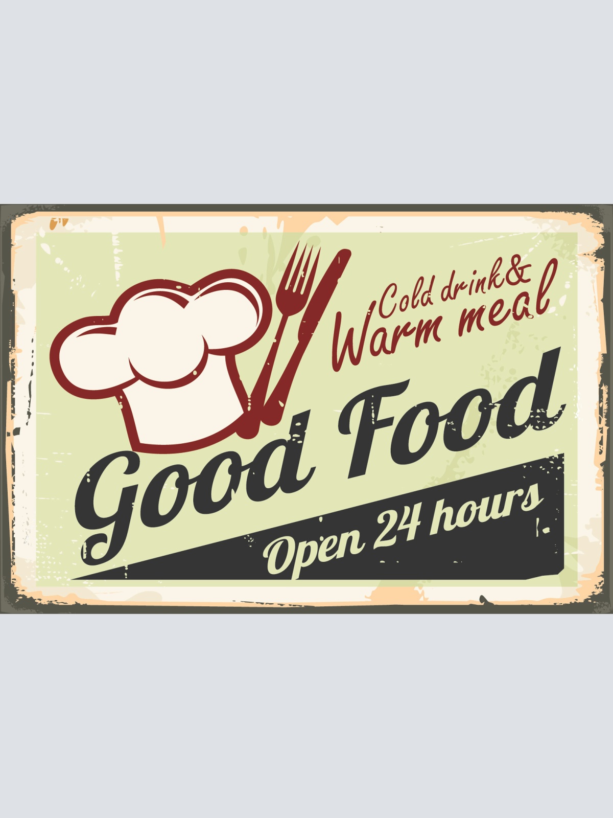 Nostalgie Schild Good Food Essen Restaurant 12x18 / 20x30 / 30x40 Blech od. Holz