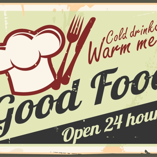 Nostalgie Schild Good Food Essen Restaurant 12x18 / 20x30 / 30x40 Blech od. Holz