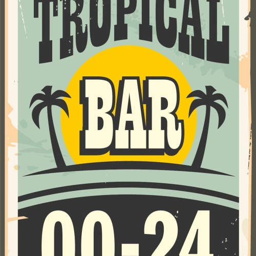 Nostalgie Schild Tropical Bar 00-24 Alkohol 12x18 / 20x30 / 30x40 Blech od. Holz