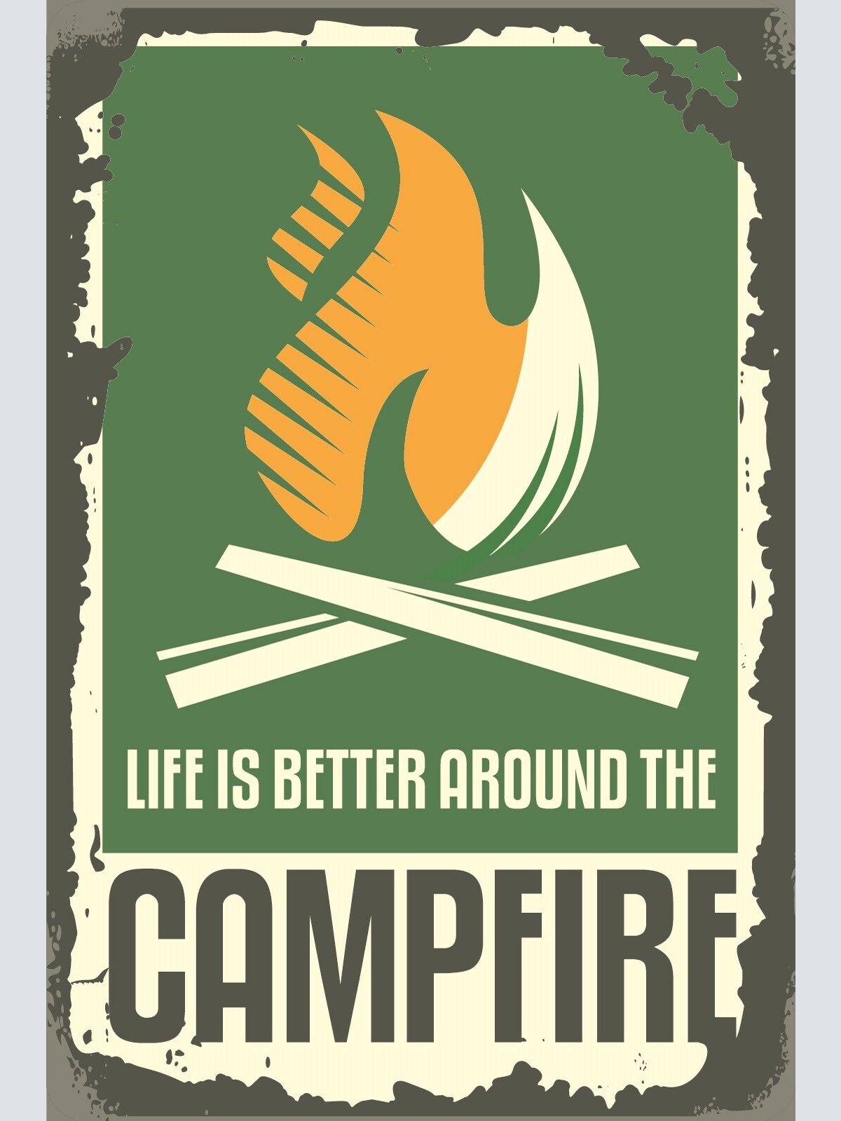 Nostalgie Schild Life Better Campfire Feuer 12x18 / 20x30 / 30x40 Blech od. Holz