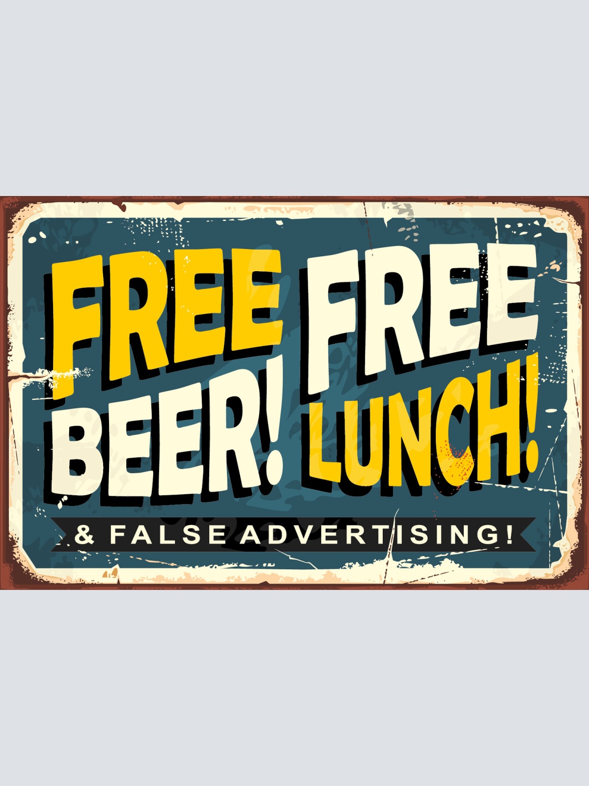 Nostalgie Schild Free Beer Lunch False Ad 12x18 / 20x30 / 30x40 Blech od. Holz