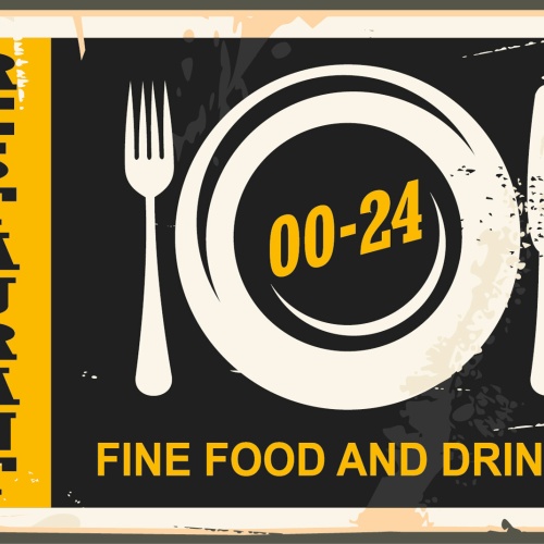 Nostalgie Schild Restaurant Fine Food Drinks 12x18 / 20x30 / 30x40 Blech od.Holz