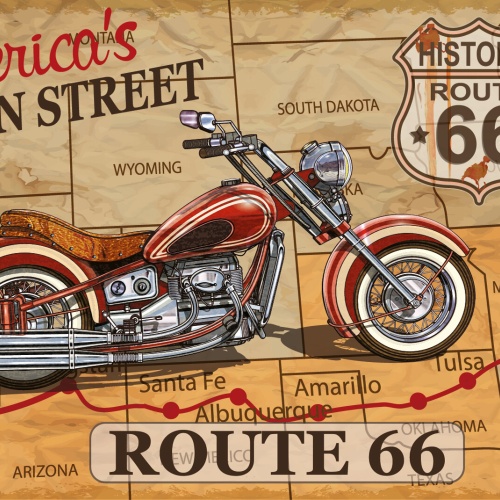 Nostalgie Schild America's Main St Route 66 12x18 / 20x30 / 30x40 Blech od. Holz