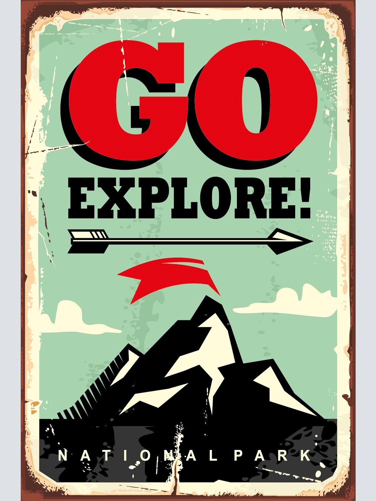 Nostalgie Schild Go Explore Nationalpark 12x18 / 20x30 / 30x40 Blech od. Holz