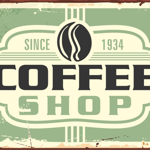 Nostalgie Schild Coffee Shop Kaffee Café 12x18 / 20x30 / 30x40 Blech od. Holz